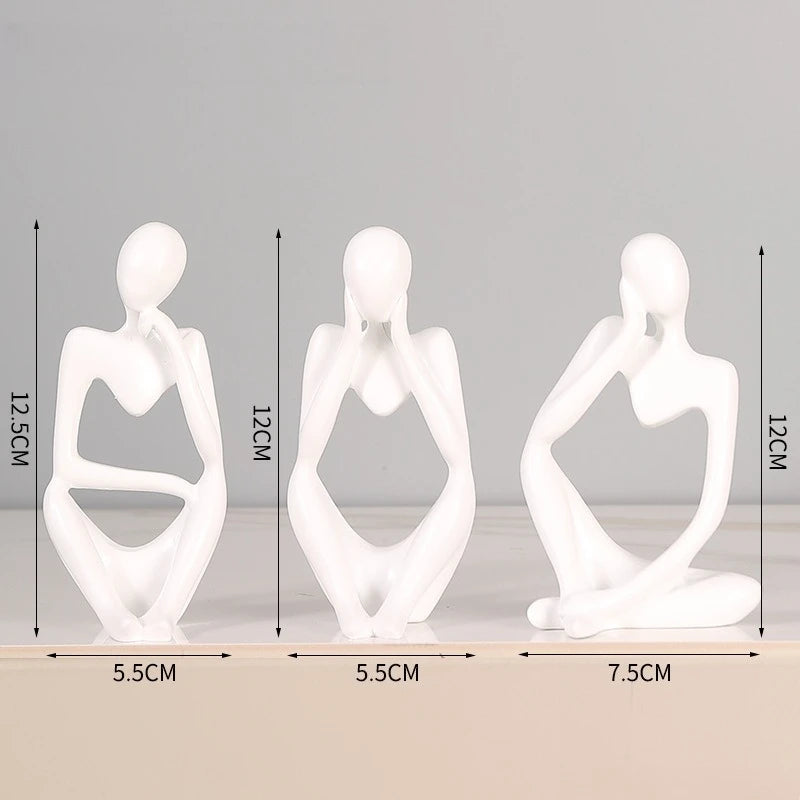 3-Pack Tänkarskulptur Abstrakt – Europeisk Minimalistisk Kontors & Bokhylldekor