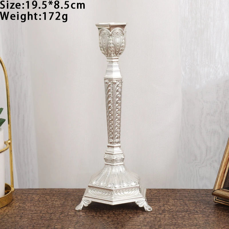 2-Pack Guld & Silver Ljusstake Europeisk – Bröllop Metallantik Bordsdekor