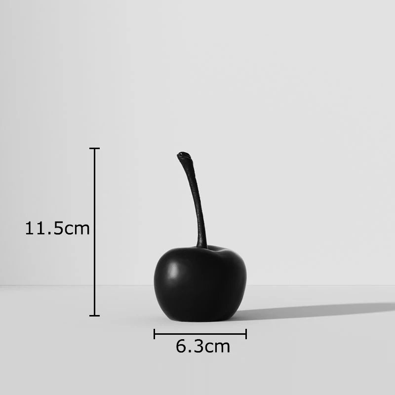 Svartvit Rand Äpple & Ananas Staty – Minimalistisk Resin Skrivbordsskulptur