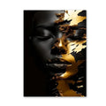 Afrikansk Kvinna Guldton Canvas Poster – Modern Konst Vardagsrum & Sovrum