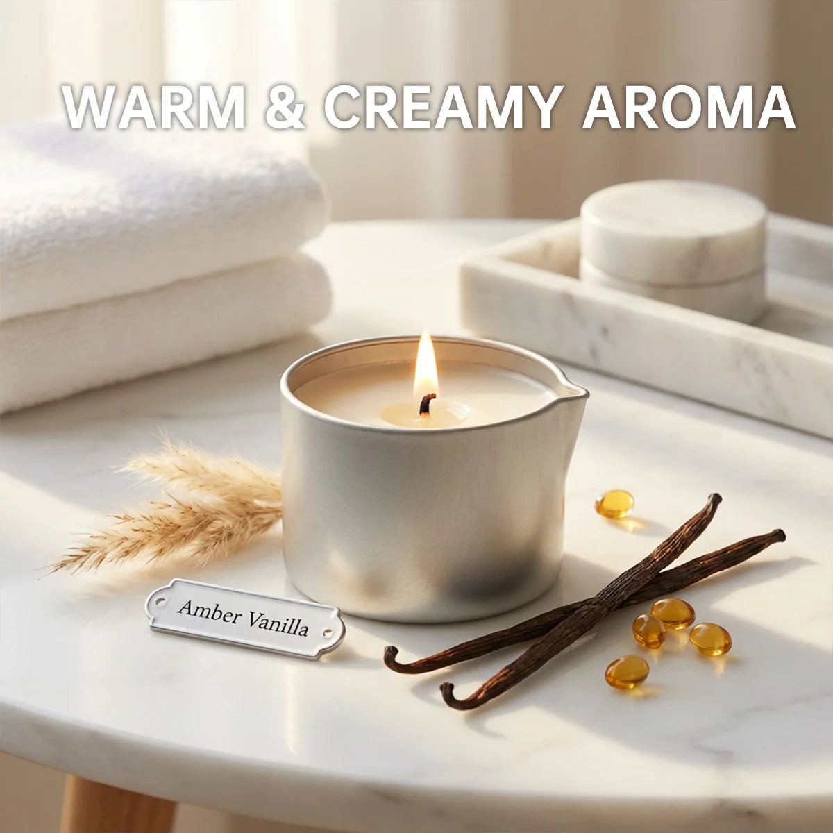 Massageolja Doftljus Amber & Vanilj 60ml – Sojvax Fuktgivande Jul Present