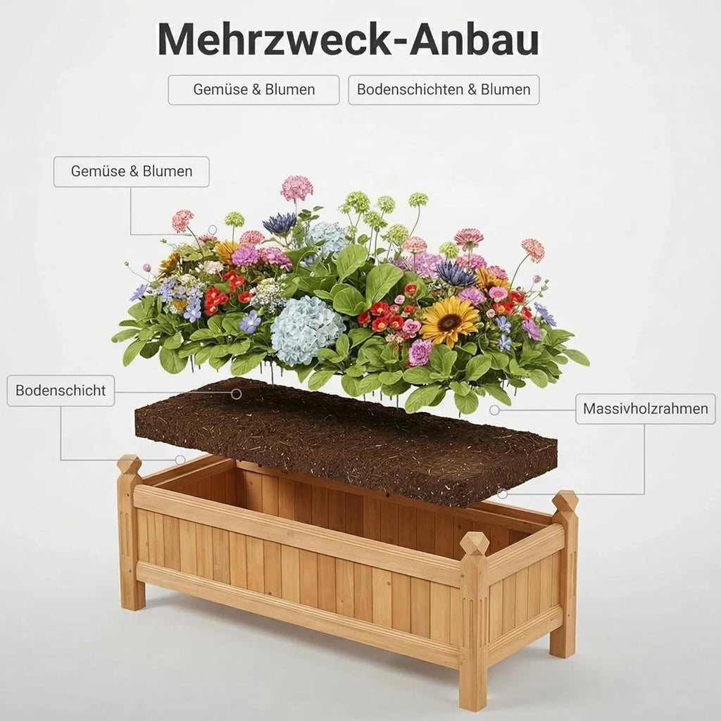 Upphöjd Odlingslåda Trä 100×40×35 cm – Rektangulär Trädgård & Balkong