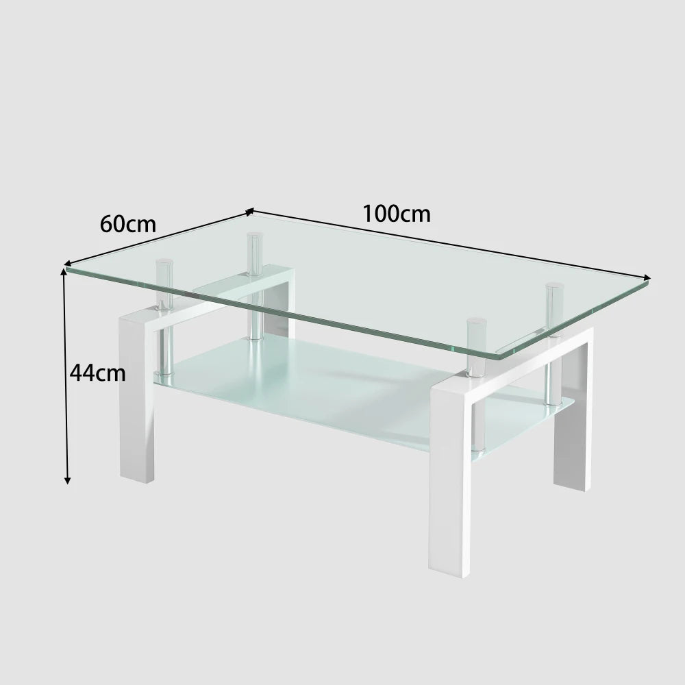 Soffbord Tempererat Glas – Vit, Modern