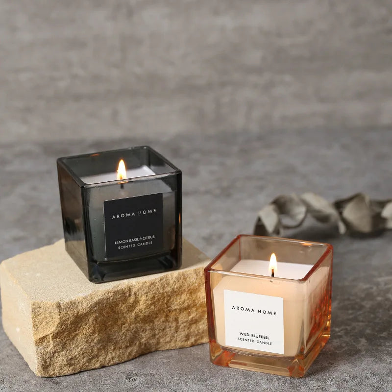 INS Vintage Kvadratisk Glasburk Doftljus – Eteriska Oljor Sojvax Jul & Födelsedag