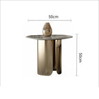 Soffbord Runt Marmoreffekt – Vit Metall
