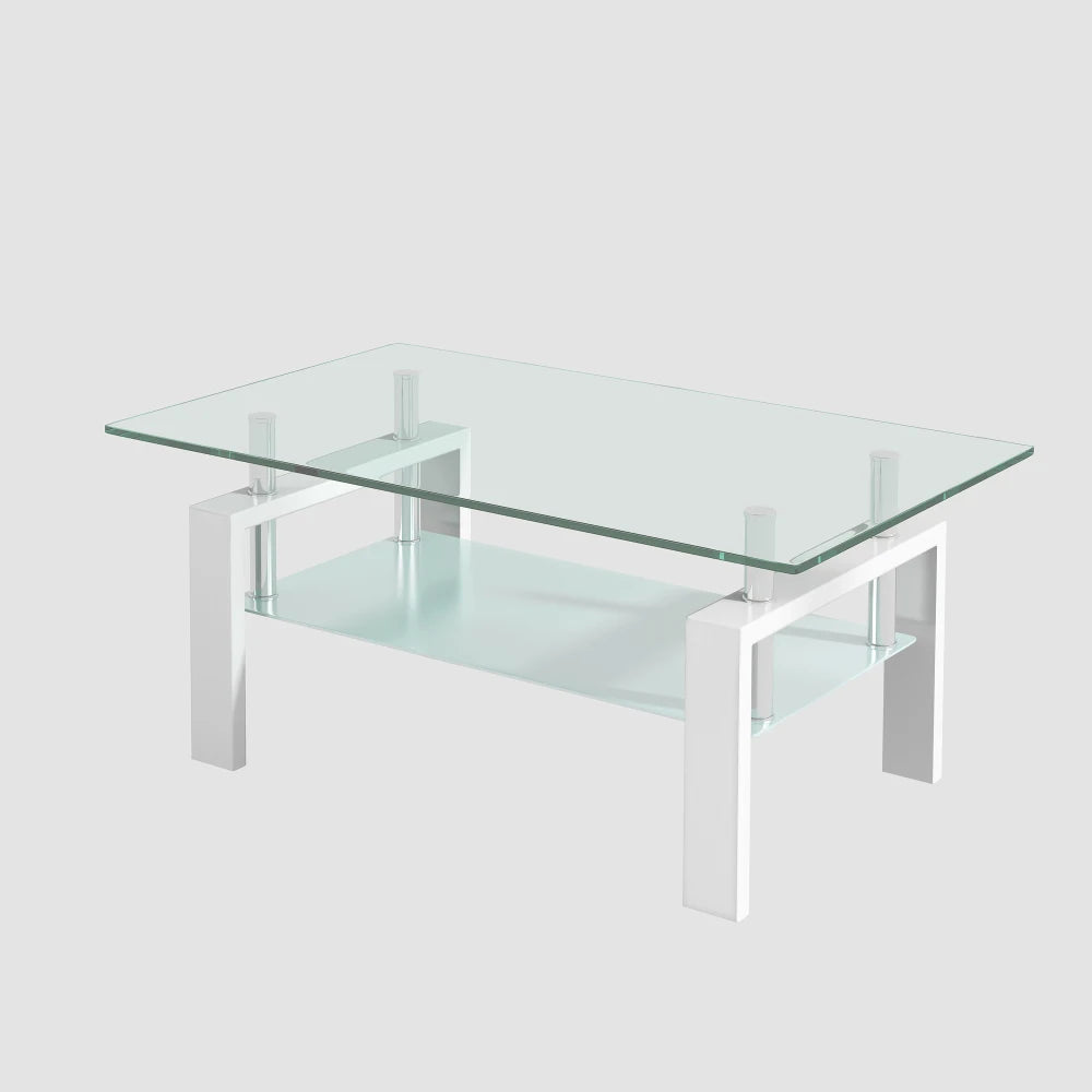 Soffbord Tempererat Glas – Vit, Modern
