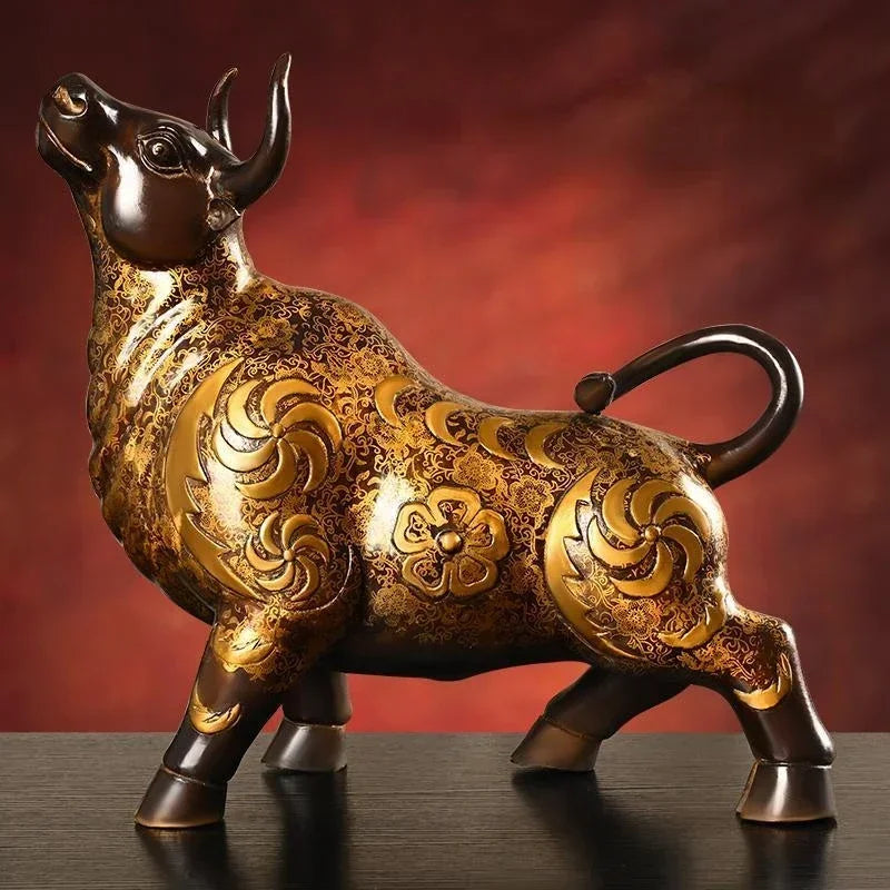 Feng Shui Koppar Ko Ornament Handmålad – Hemma & Kontor Skrivbordsdekor