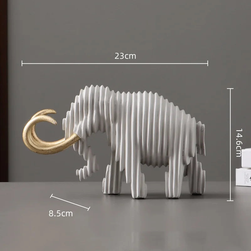 Kreativ Mammut Resin Skulptur – Abstrakt Randig Elefant Hemdekor