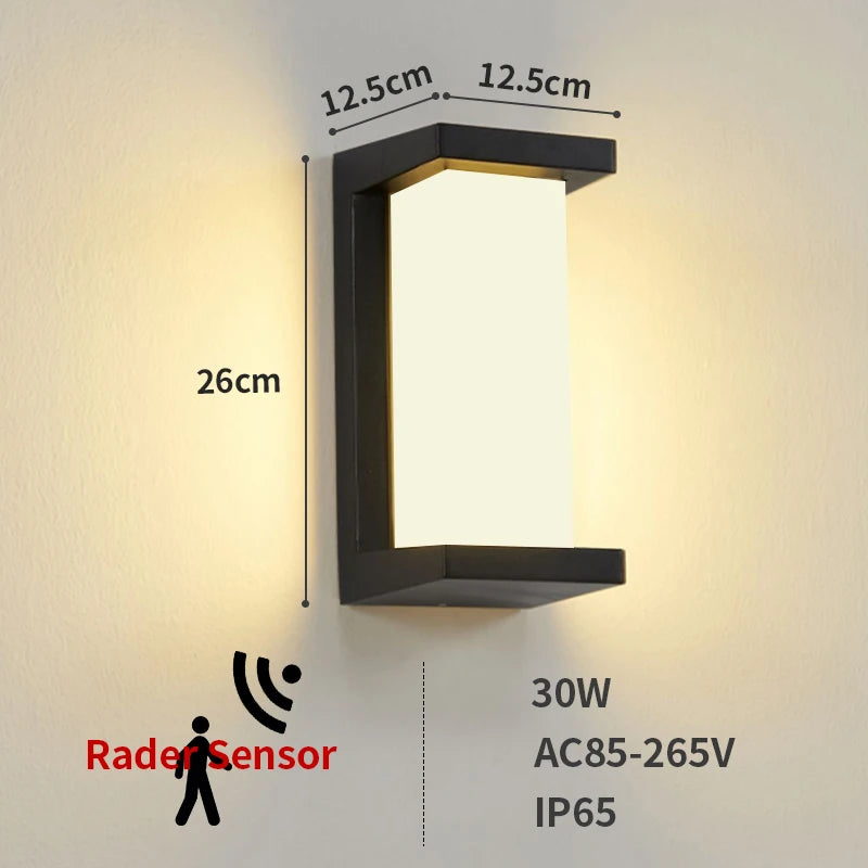 LED Utomhusvägglampa Radarsensor IP65 – Veranda 30W