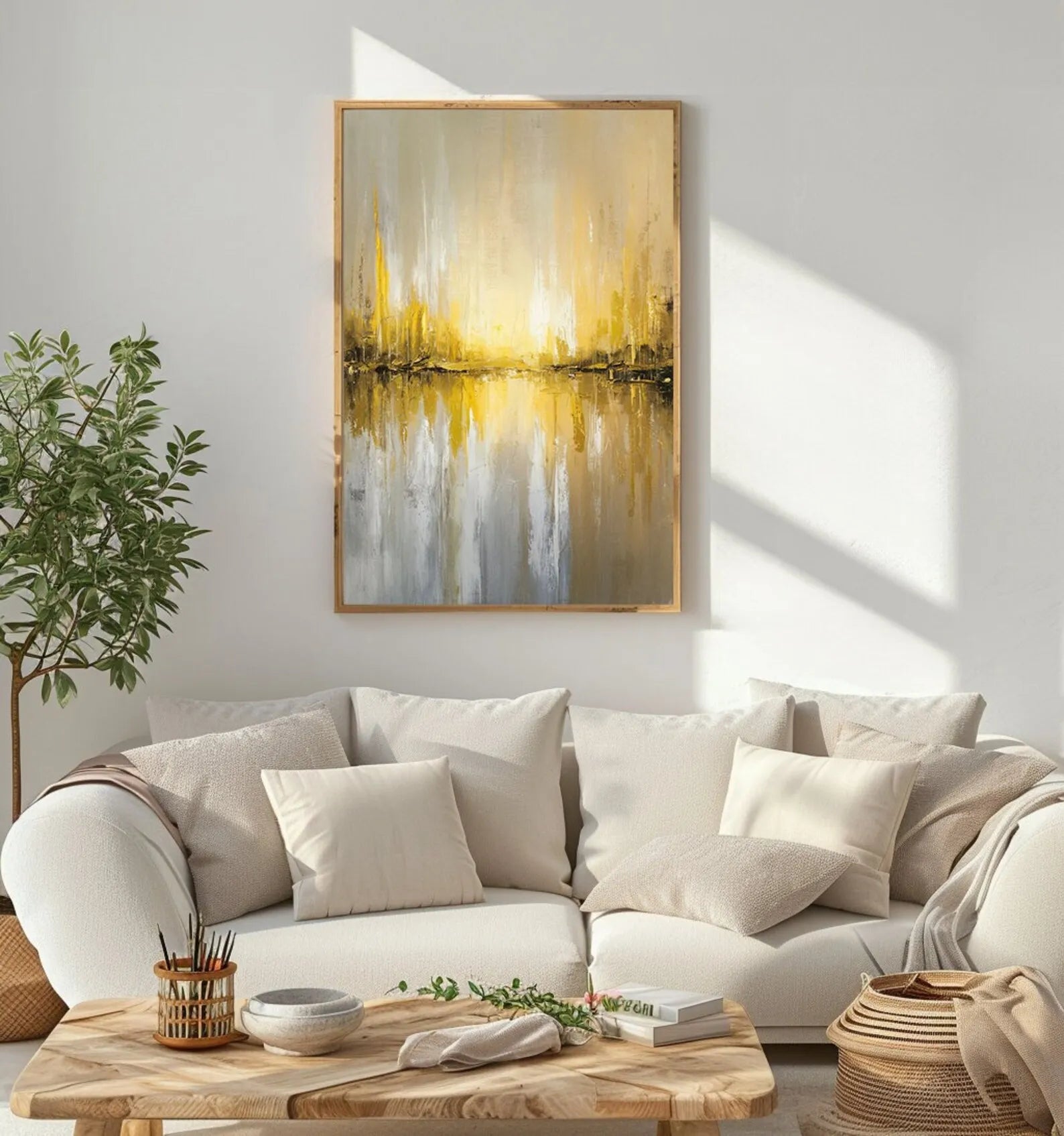 Mhemyo Handgjord Abstrakt Oljemålning – Realistisk Texturerad Modern Hemdekor