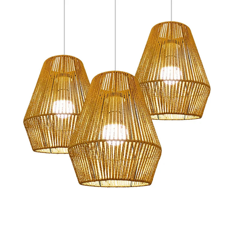 Handvävd Rattan Hänglampskärm – Retro Enkel Restaurant & Bar
