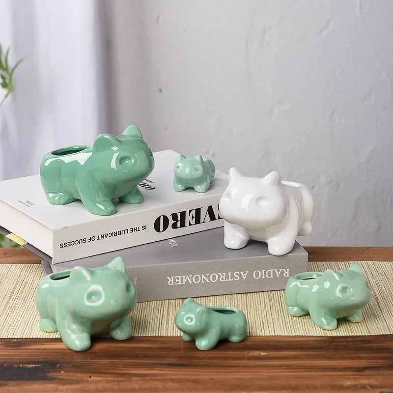 Keramisk Sukkulentkruka Söta Djur – Mini Skrivbordsset Barnrum & Hem