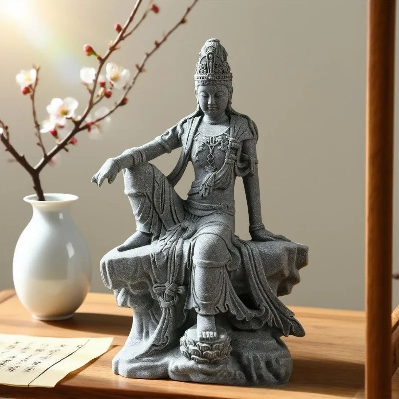 Guanyin Staty Hemdekor – Andlig Lugn Skulptur Vardagsrum & Meditation