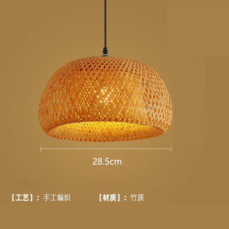 Bambu Lykthänglampa Handvävd Rattan E27 – Naturlig Wabi-Sabi