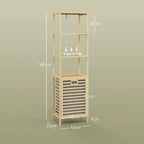 Bambu Badrumshylla 3 Hyllplan & Avtagbar Tvättkorg – 44×33×160 cm