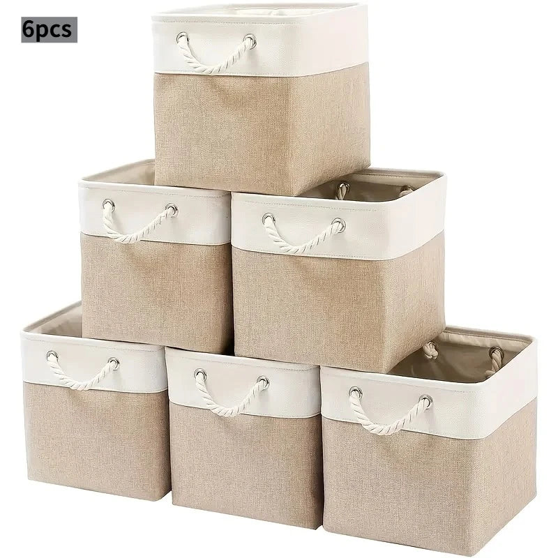 6-Pack Vikbara Linnekuber 28×28×28 cm – Garderobsorganisering med Rephandtag
