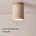 Cylindrisk Travertin Taklampa – Äkta Sten Downlight E27