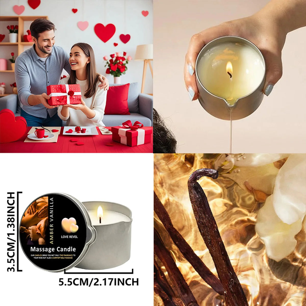 Massageolja Doftljus Amber & Vanilj 60ml – Sojvax Fuktgivande Jul Present