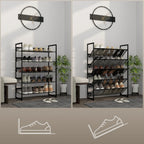 Liten Smal Skohylla 5 Hyllplan 72×30×102 cm Svart – Skoförvaring Litet Utrymme