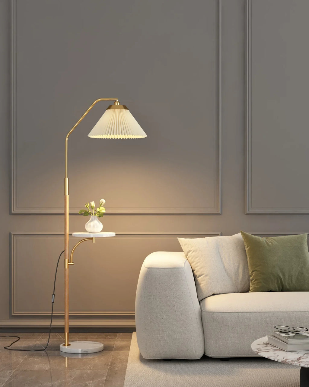 Nordisk Golvlampa Plisserad Lampskärm – Soffa & Sovrum