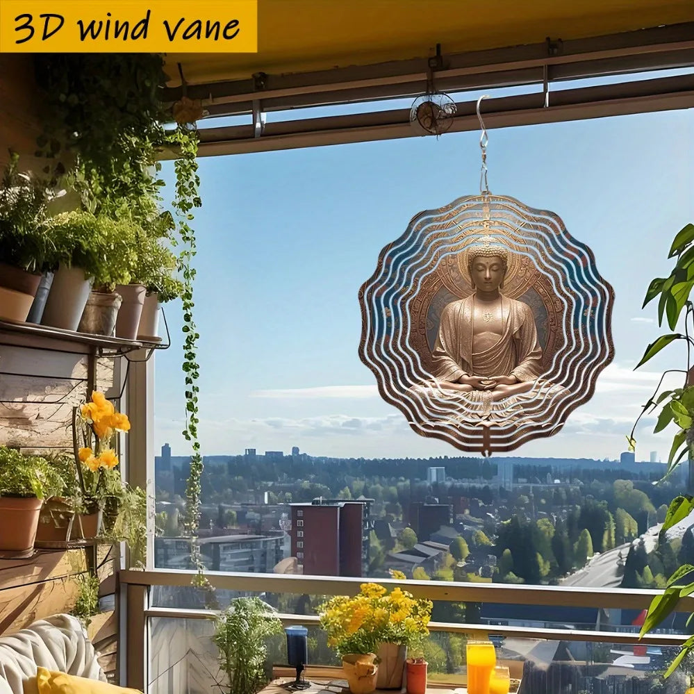 Buddha Staty Gyllene Lotussäte 25,5 cm – 360° Roterande Vindspelkrok