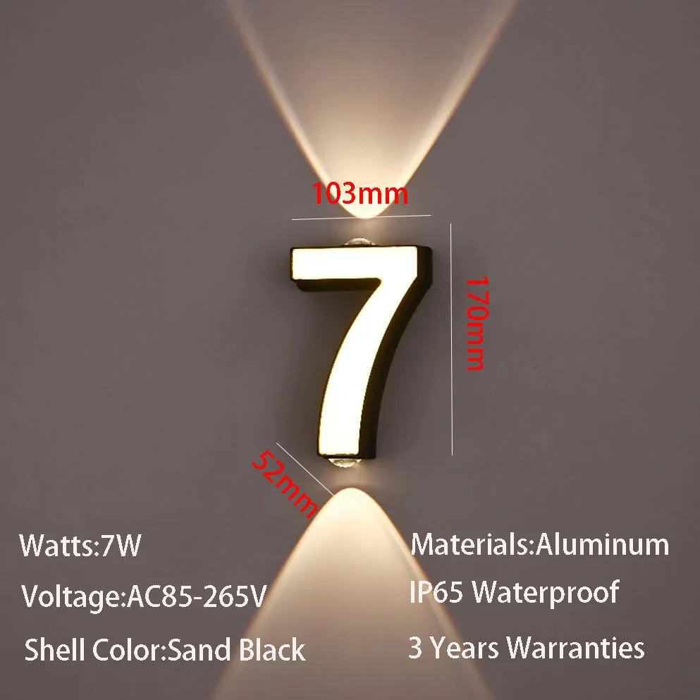 LED Vägglampa Siffra 7W IP65 – Aluminium Minimalism