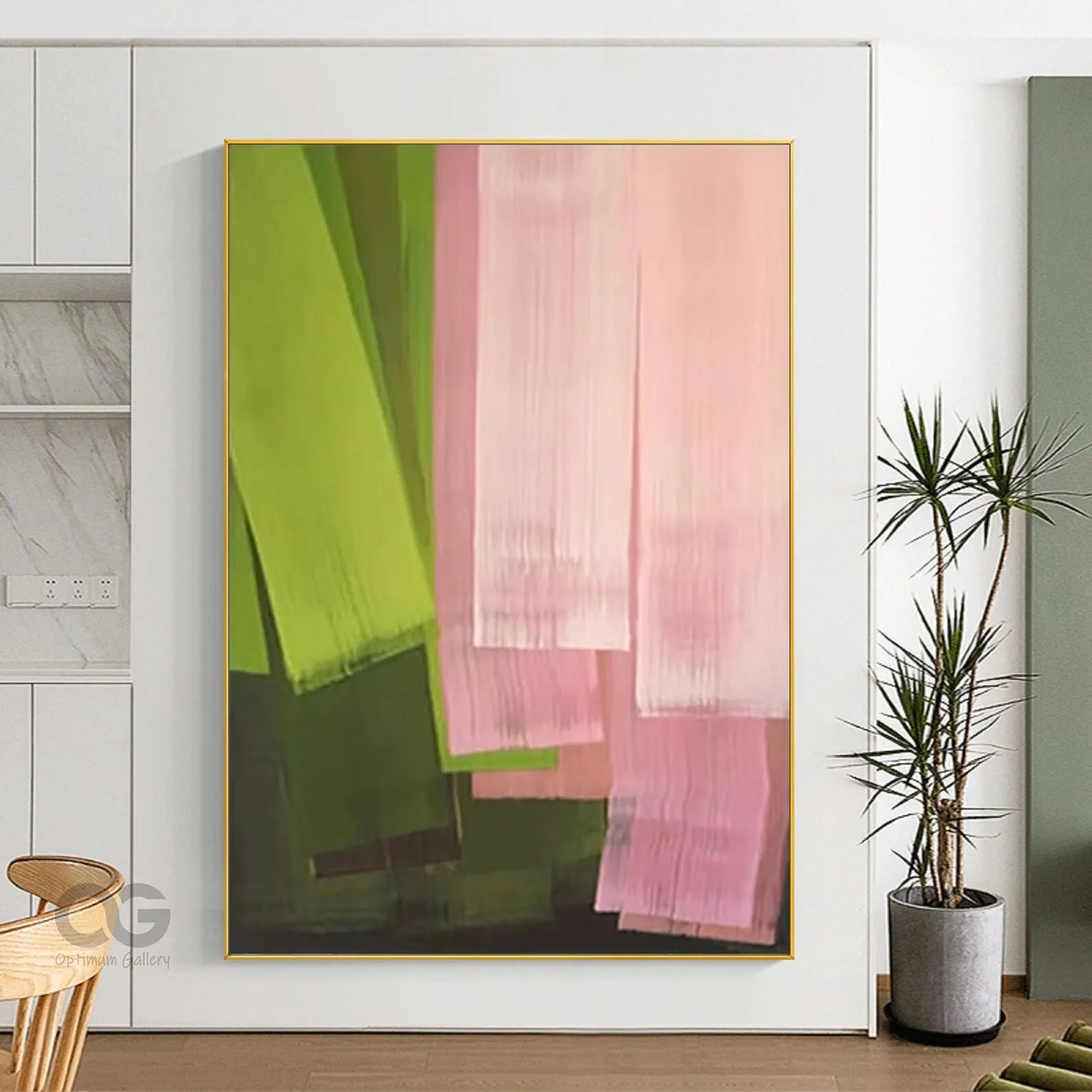 Mhemyo Kubistisk Abstrakt Ansiktsmålning Handgjord – Beige Brun Canvas Vardagsrum