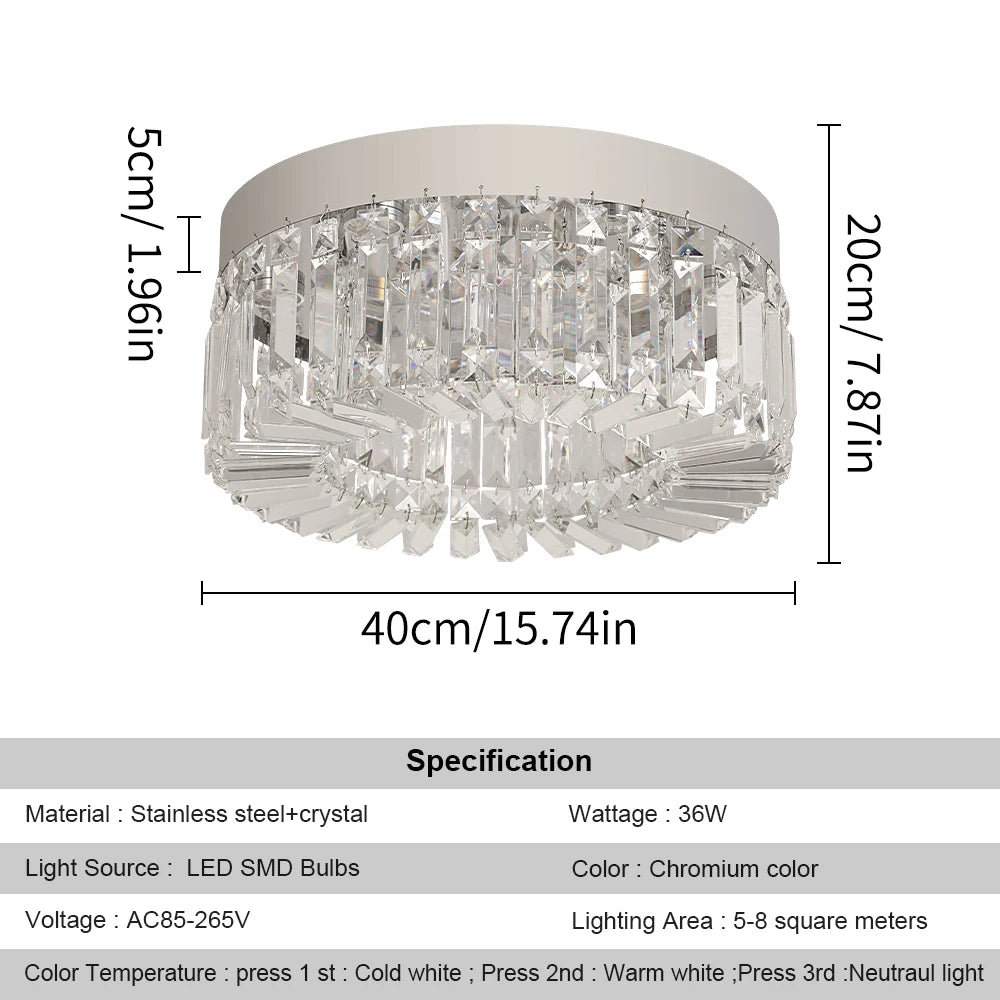 Kristall Takkrona Guld 40-50 cm – Lyxig Modern LED