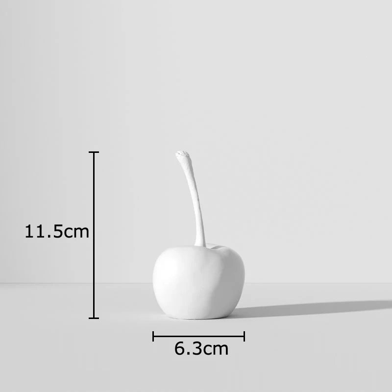 Svartvit Rand Äpple & Ananas Staty – Minimalistisk Resin Skrivbordsskulptur