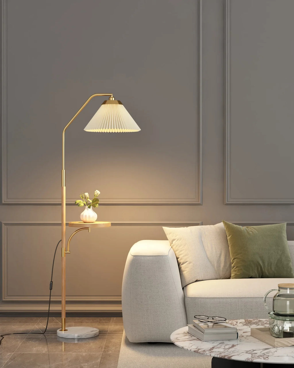 Nordisk Golvlampa Plisserad Lampskärm – Soffa & Sovrum