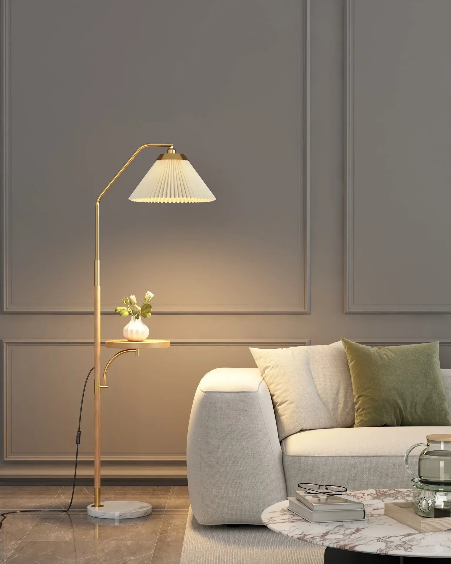 Nordisk Golvlampa Plisserad Lampskärm – Soffa & Sovrum