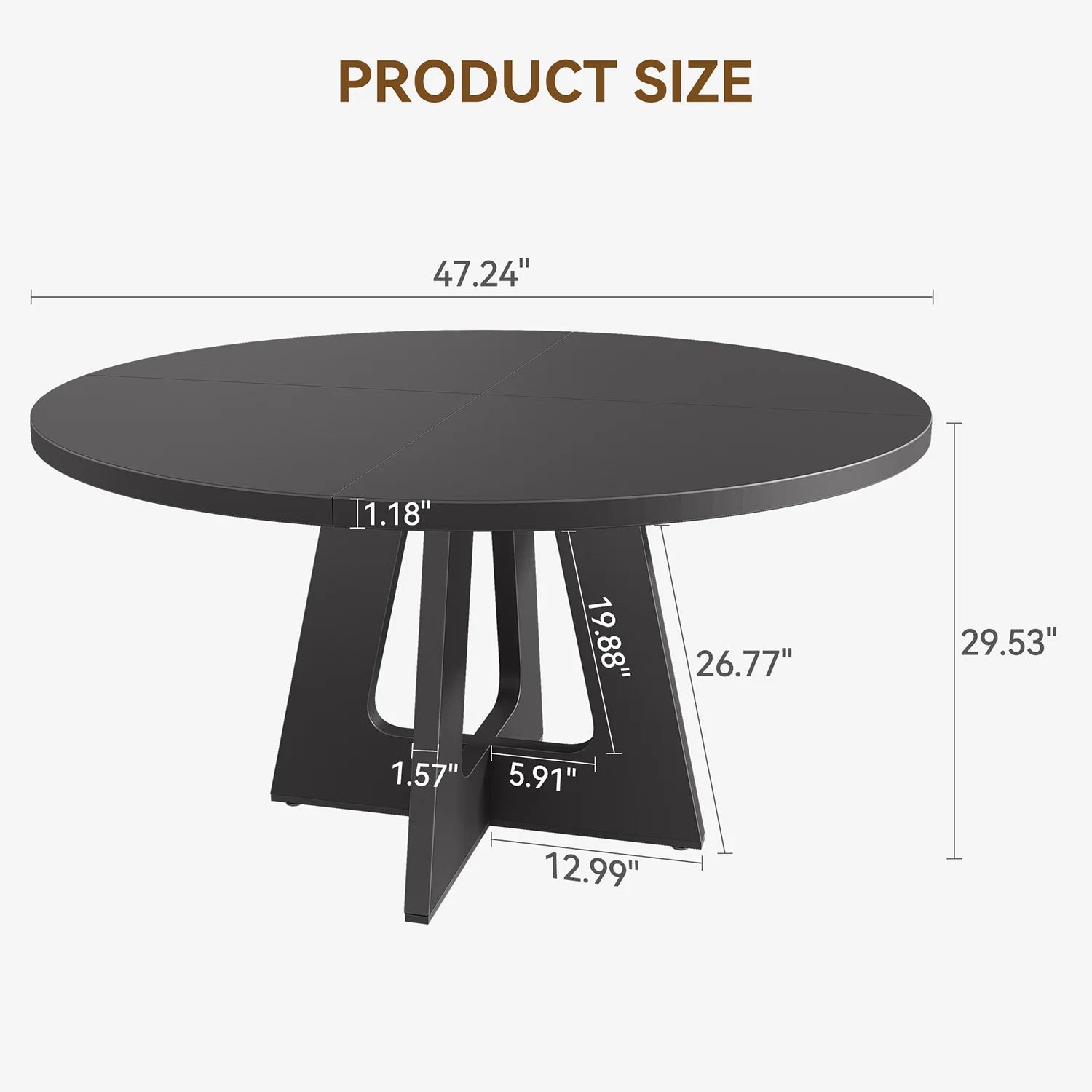 Runt Matbord 120 cm – Trä, 4-6 Pers