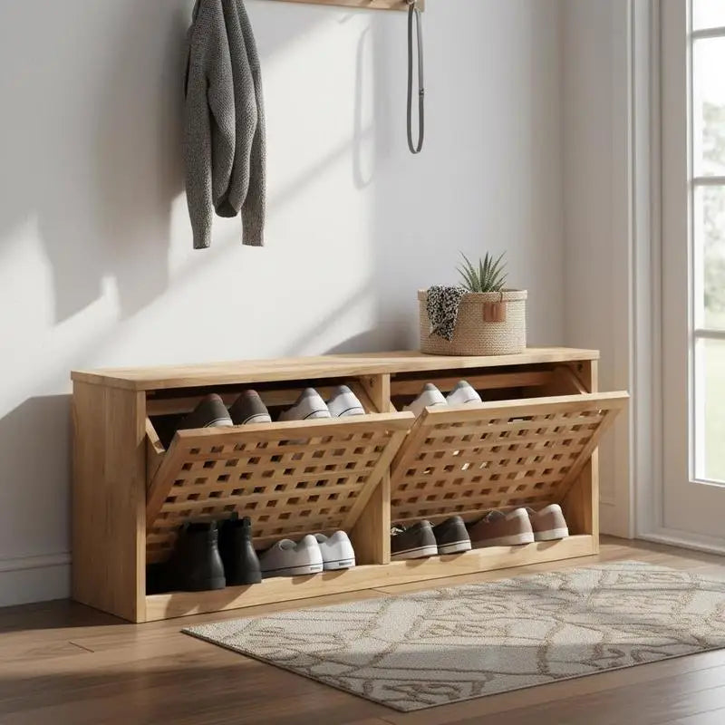 Skobänk Massivt Valnöt 94×20×38 cm – Smal Skobänk Hall & Entré