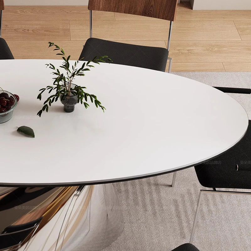 Designer Marmormatbord Runt – Platsbesparande Vardagsrum