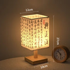 Retro Kinesisk Träbordslampa – Kalligrafi & Nattlampa