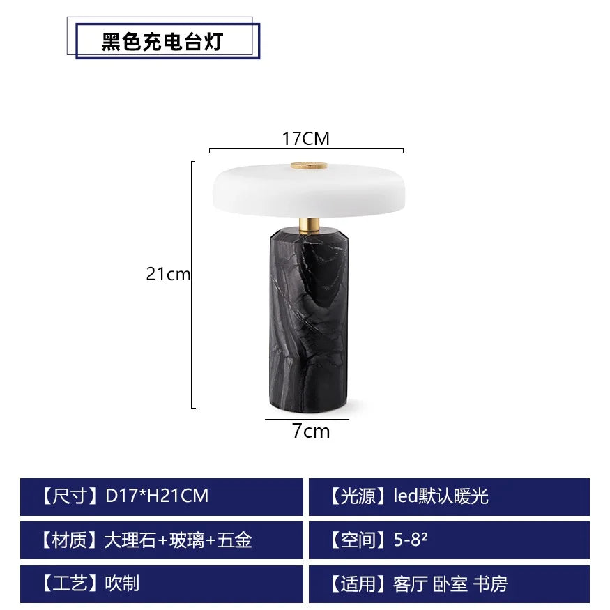 Bordslampa LED Touch – Laddningsbar Marmor