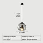 Glas LED Takkrona Bar – Modern Grå Konst Hänglampa