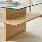 Soffbord 2-plan Glas & MDF – Träfinish