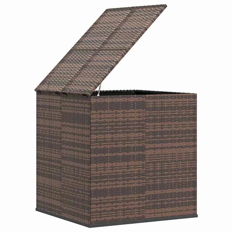 Utomhus Trädgårdskuddsbox 100×97,5×104 cm Rattan-look – Brun Patio & Balkong