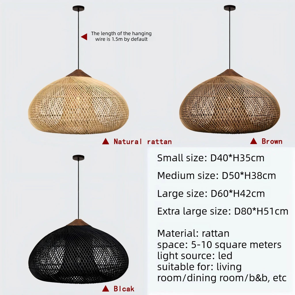 Japansk Wabi-Sabi Rattan Hänglampa Handvävd – Boho E27 Restaurant & Köksö