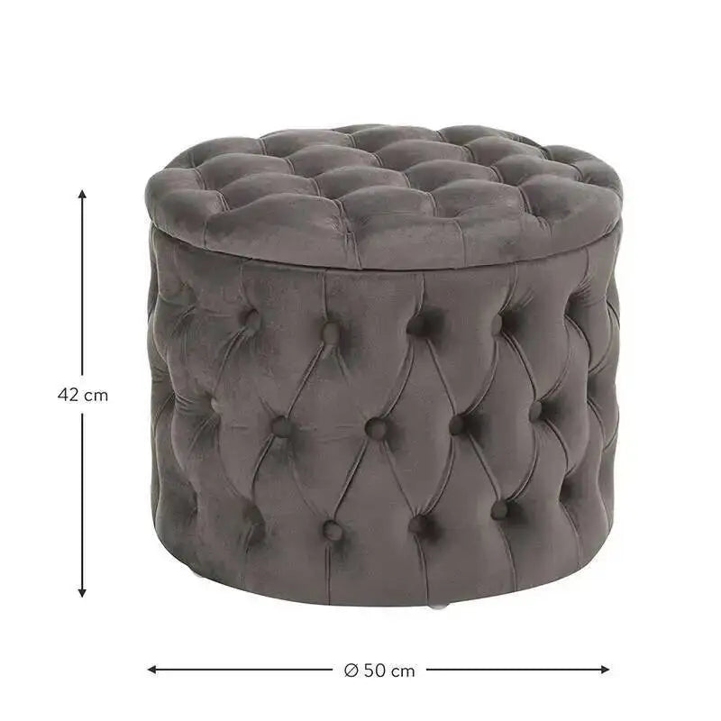 Rund Sittpuff i Sammet – Fotpall & Sittpall