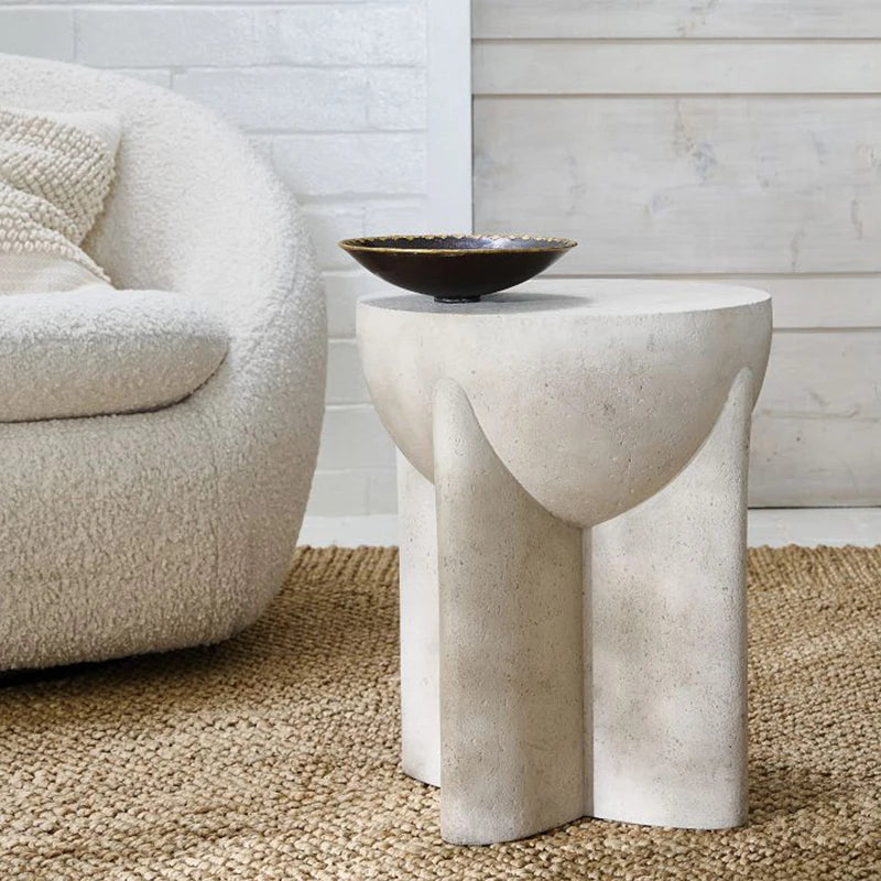 Runt Sidobord Caféstil – Cream, Utomhus & Hem