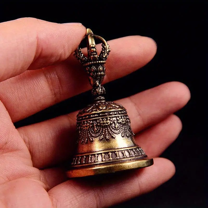 Mässing Tibetansk Droppklocka Nyckelring – Kreativ Hemdekor Vindspel Present