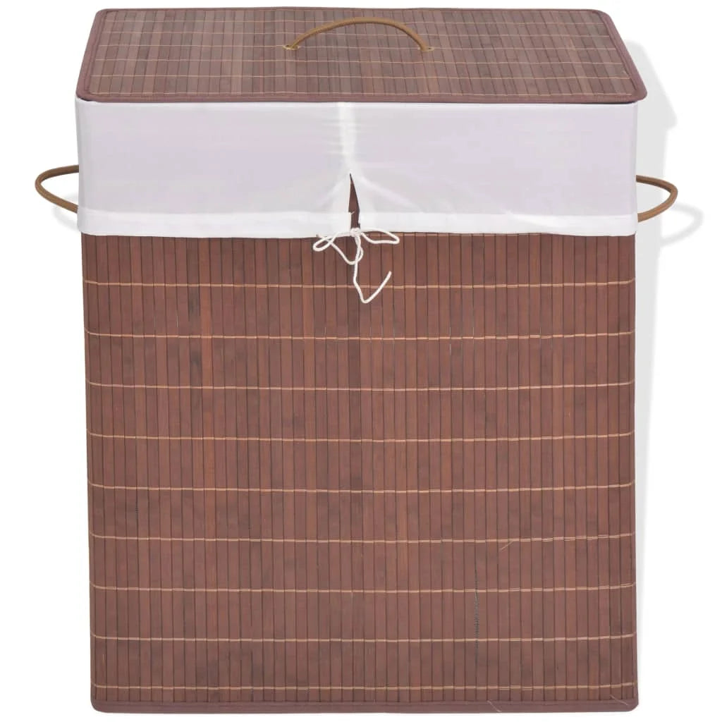 Rektangulär Bambu Tvättkorg 40×30×60 cm – Hopfällbar med Avtagbar Innerväska