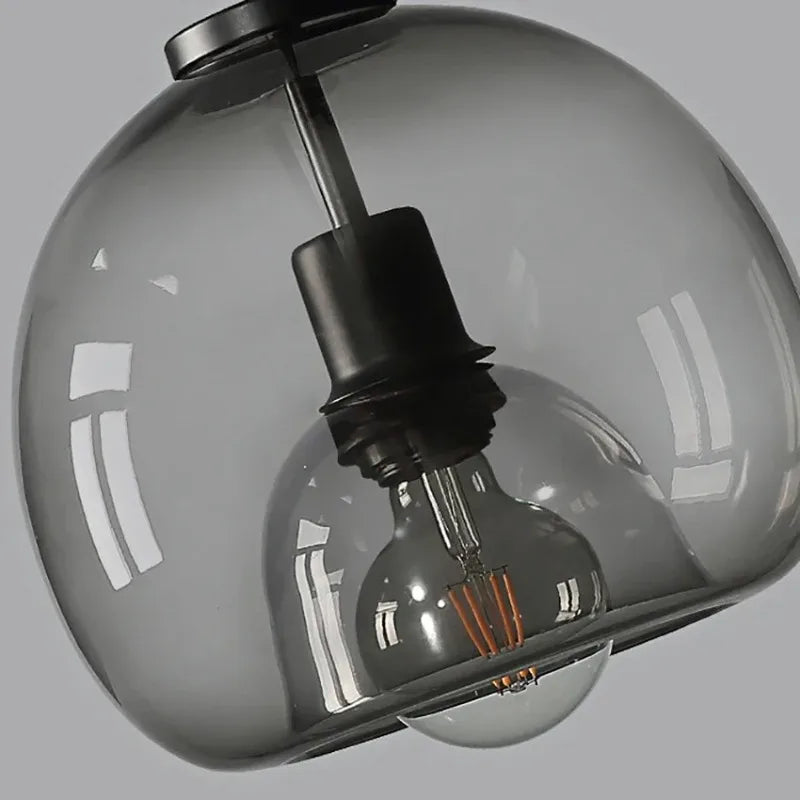 Glas LED Takkrona Bar – Modern Grå Konst Hänglampa