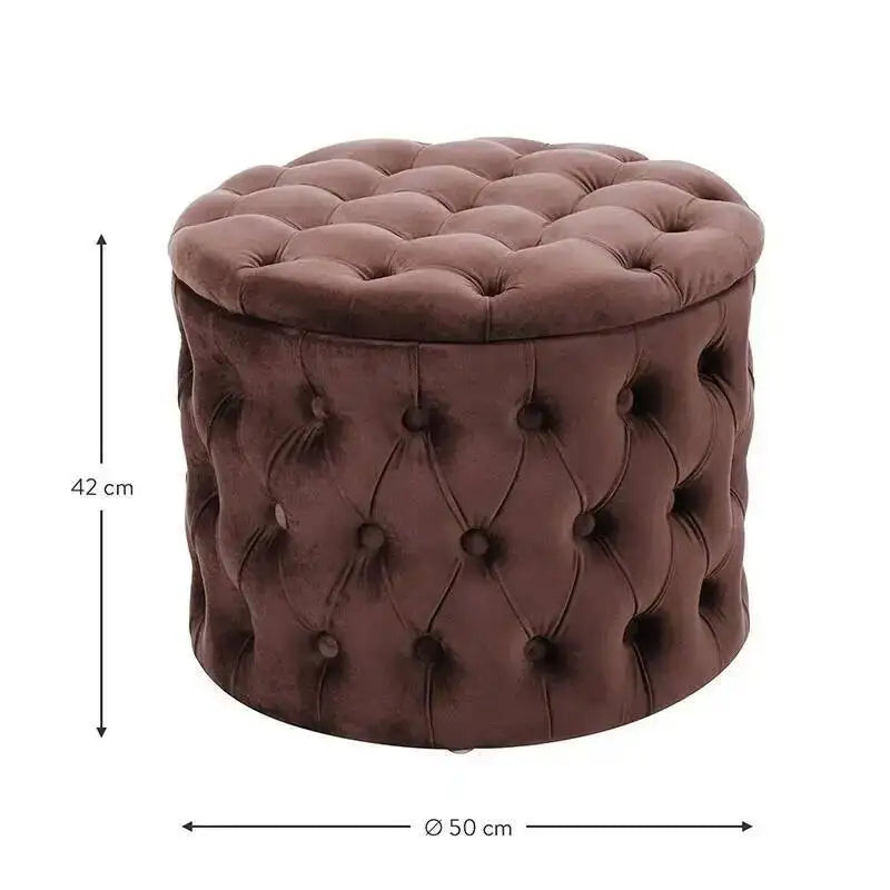 Rund Sittpuff i Sammet – Fotpall & Sittpall