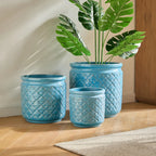 3-Pack Blå Andningsbar Keramikkruka Ø38/30/23 cm – Orkidé Inomhus & Utomhus