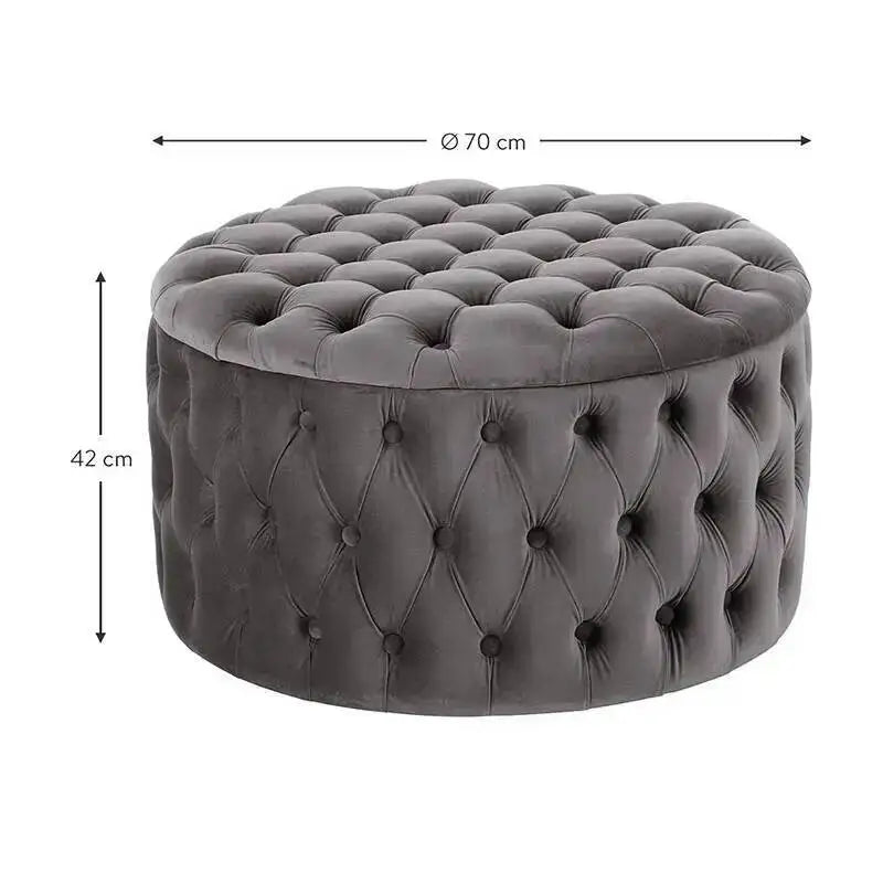 Rund Sittpuff i Sammet – Fotpall & Sittpall