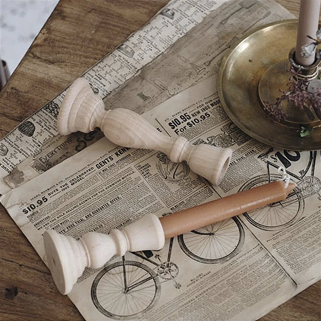 Omålad Retro Träljusstake Ofärdig – DIY Hantverk Bröllop & Fest