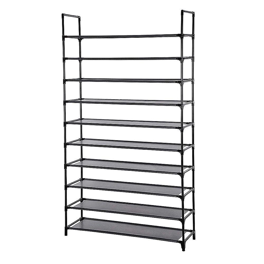 10-Vånings Skohylla 50 Par Non-Woven 100×30 cm Svart – Hall & Omklädningsrum